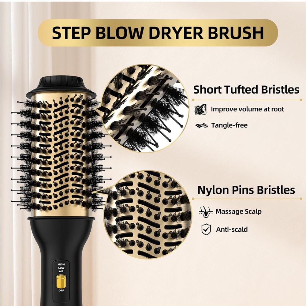 4-in-1 Hot Air Brush with Oval Barrel-Salon-Grade Styling Tool for All HairTypes - Picture 6 of 9